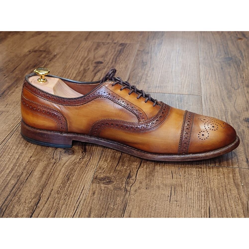 Allen Edmonds Strand 13D Light Brown Patina Burnished Oxford Dress Shoes - Picture 5 of 12